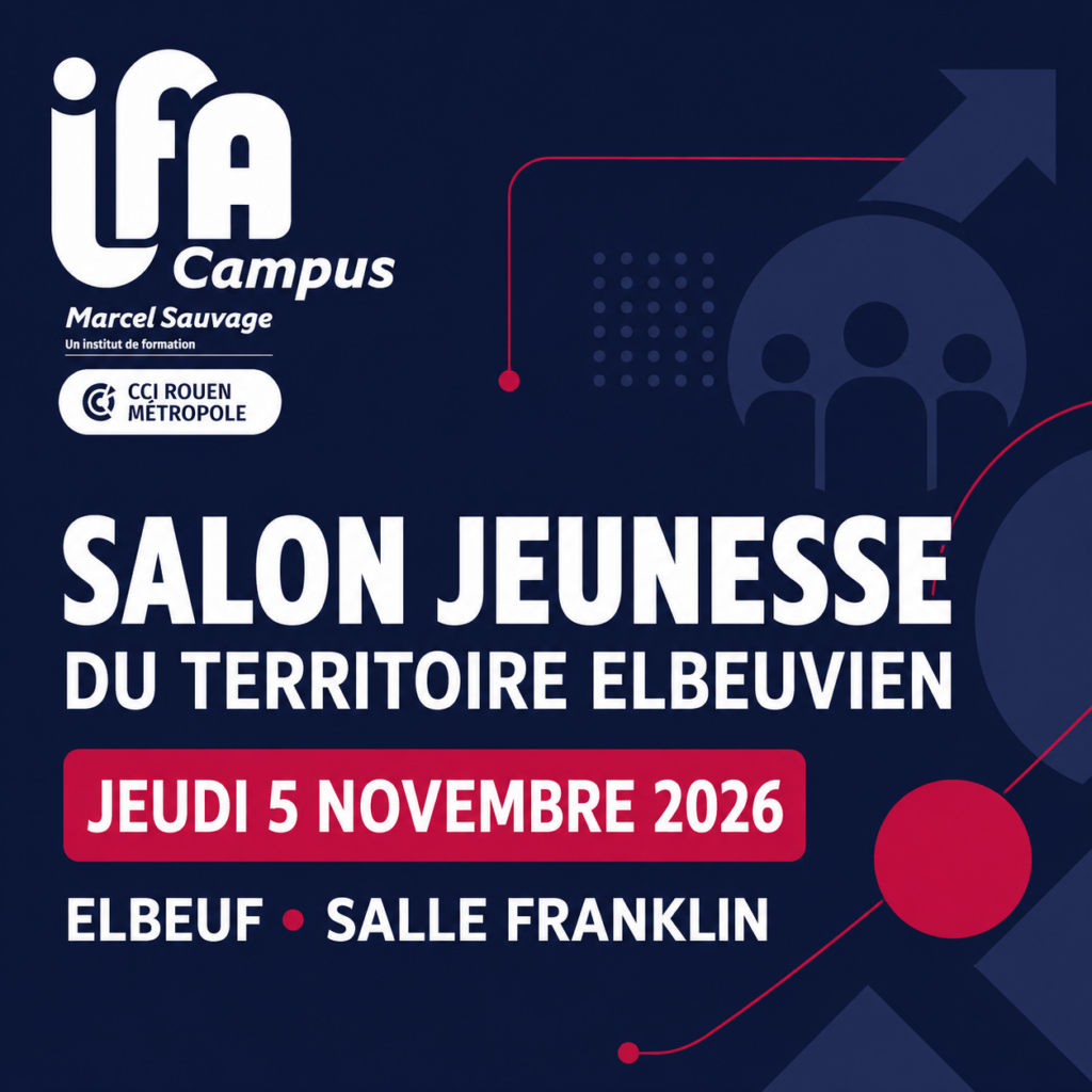 Affiche du Salon du secteur Jeunesse du territoire elbeuvien, le 5 novembre 2026 à la Salle Franklin d’Elbeuf.